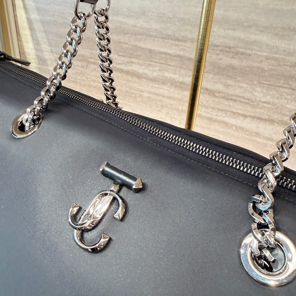 Jimmy choo metal Chain-Handle black nylon Tote Bag - Picture 3 of 6